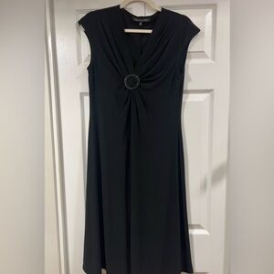 Jones Wear Black Midi Dress with Ring Detail